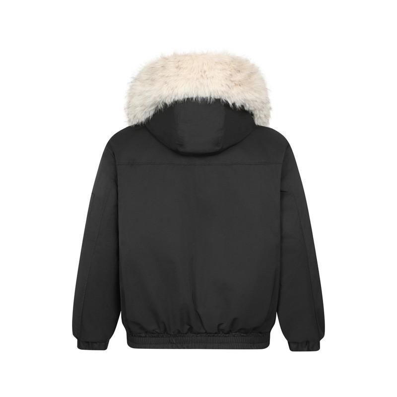 Unisex Oversized Hooded Parka With Faux Fur Collar Winter Thick Warm Cotton Padded Coat Streetwear Style