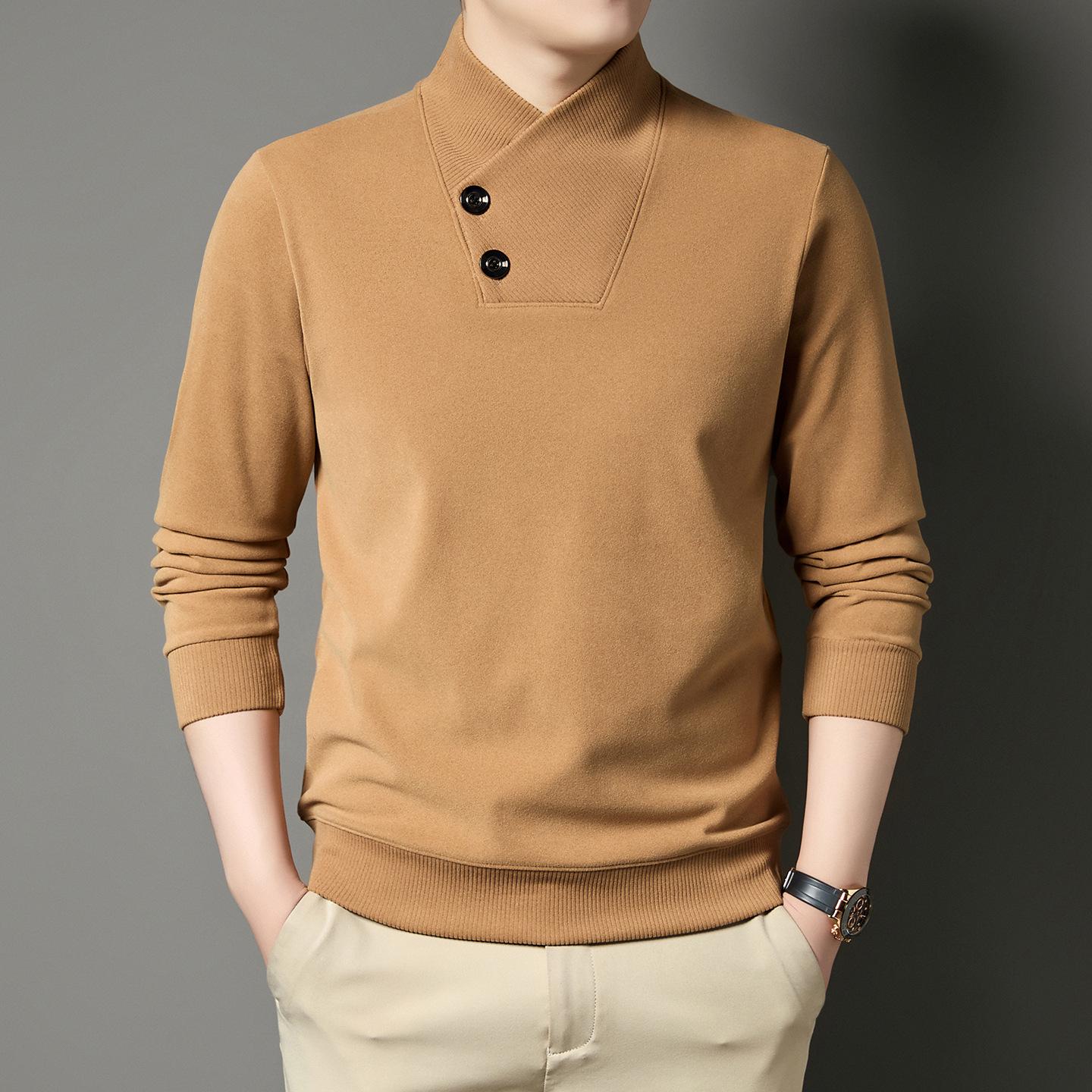 

Men s Trendy Thermal Fleece Hoodie with Scarf Collar and Two-Button Design for Daily Wear 175/XL (135-150 jin) хакі