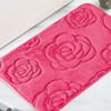 Machine Washable Rose Pattern Floor Mat Square Non-Slip Mat Coral Velvet Carpet  Bathroom