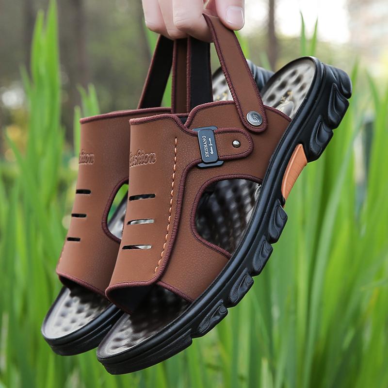 Fashion Summer Men Sandals Comfortable Outdoor Handmade Beach Walking Sneakers Hollow Out Lightweight Breathable Genuine Leather Shoes