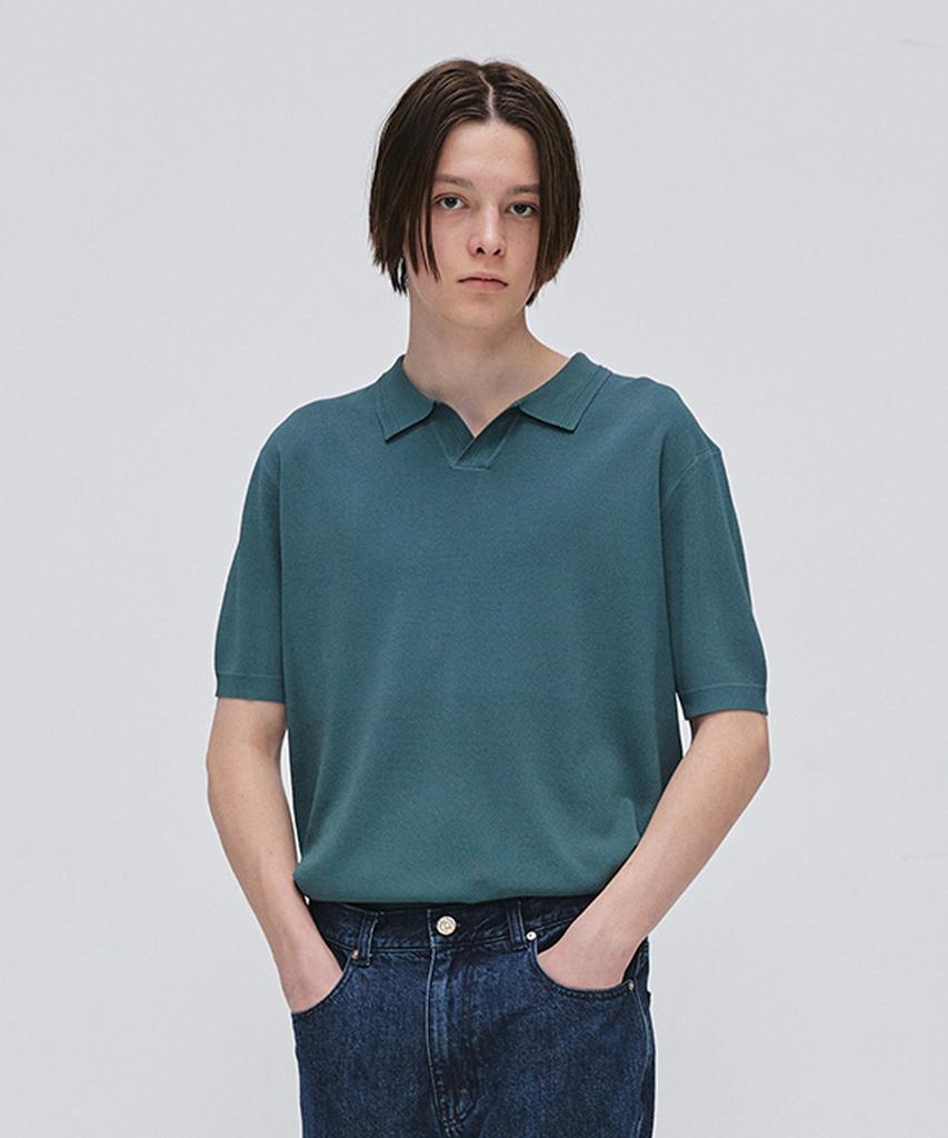 EZIO Open Collar Half Knit_Khaki