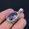 Natural Mystic Topaz Gemstone Pendant, 925 Sterling Silver, Multicolor Gemstone, Handmade Pendant Jewelry Gift For Valentine's Day