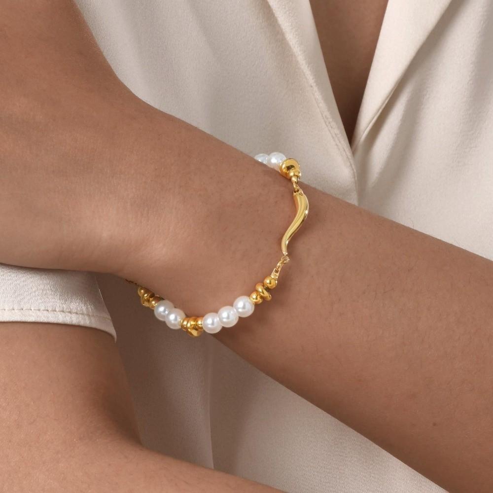 Adjustable Clasp Gold Plated Bracelet Elegant Chain Bracelet New Pearl Bracelet  Women Jewelry