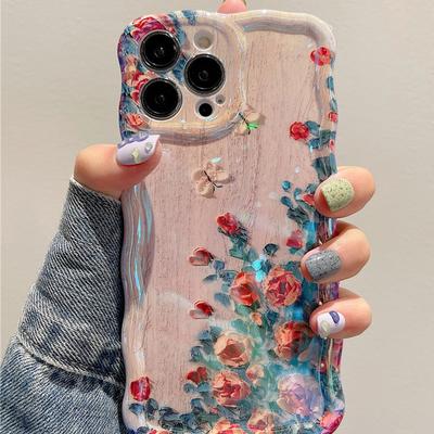 Retro Olieverf Telefoonhoesje Voor iPhone 14 15 16 ProMax 11 Bloemenprint Schokbestendige Siliconen Cover Artistieke Decoratie