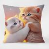Cute Cat Pattern Decorative Pillowcase Living Room Bedroom Square Cushion Pillowcase