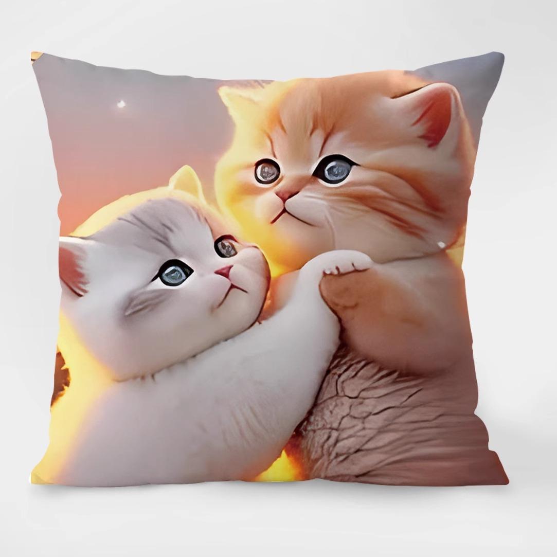 

Милый узор с изображением кошки Декоративная наволочка для гостиной, спальни, квадратная подушка, наволочка 60x60cm