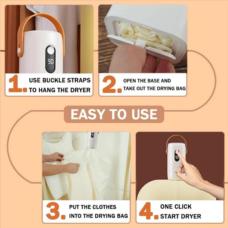 Portable Clothes Dryer with Timer Mini Clothes Dryer Large Capacity Digital Display Dor Light Clothes Underwear Baby Clothes Foldable Clothes Dryer