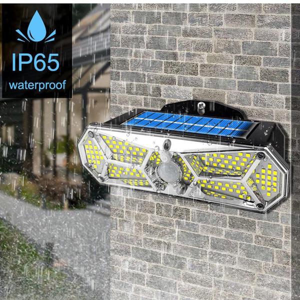 126SMD Outdoor Solar Lights Motion Sensor Security Light with 3 Lighting Modes, 5 Lighting Sides, 270°Wide Angle