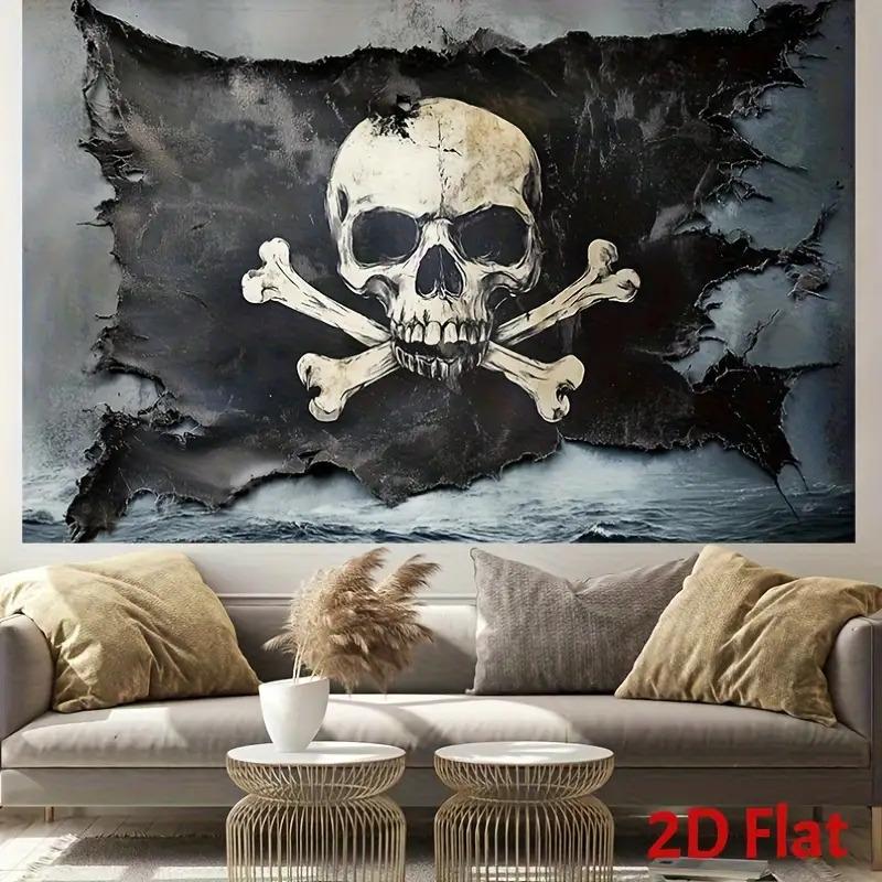 Retro Piraten Totenkopf Flagge Wandteppich Dunkel Vintage Wandteppich Navigation Ozean Kunst Wohnzimmer Raumdekoration