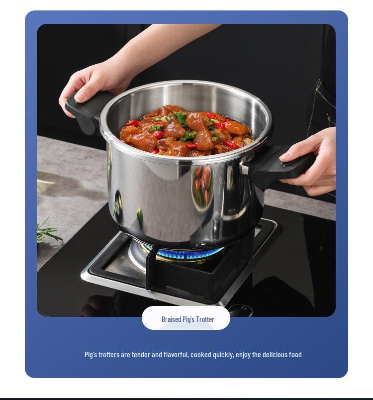 304 Triple-Layer Steel Thick Pressure Cooker - Large Capacity, Explosion-Proof Design for Gas and Induction Cooking