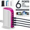 6 USB Port Hub Charger Phone Desktop Rapid Charging Station Extension Socket
