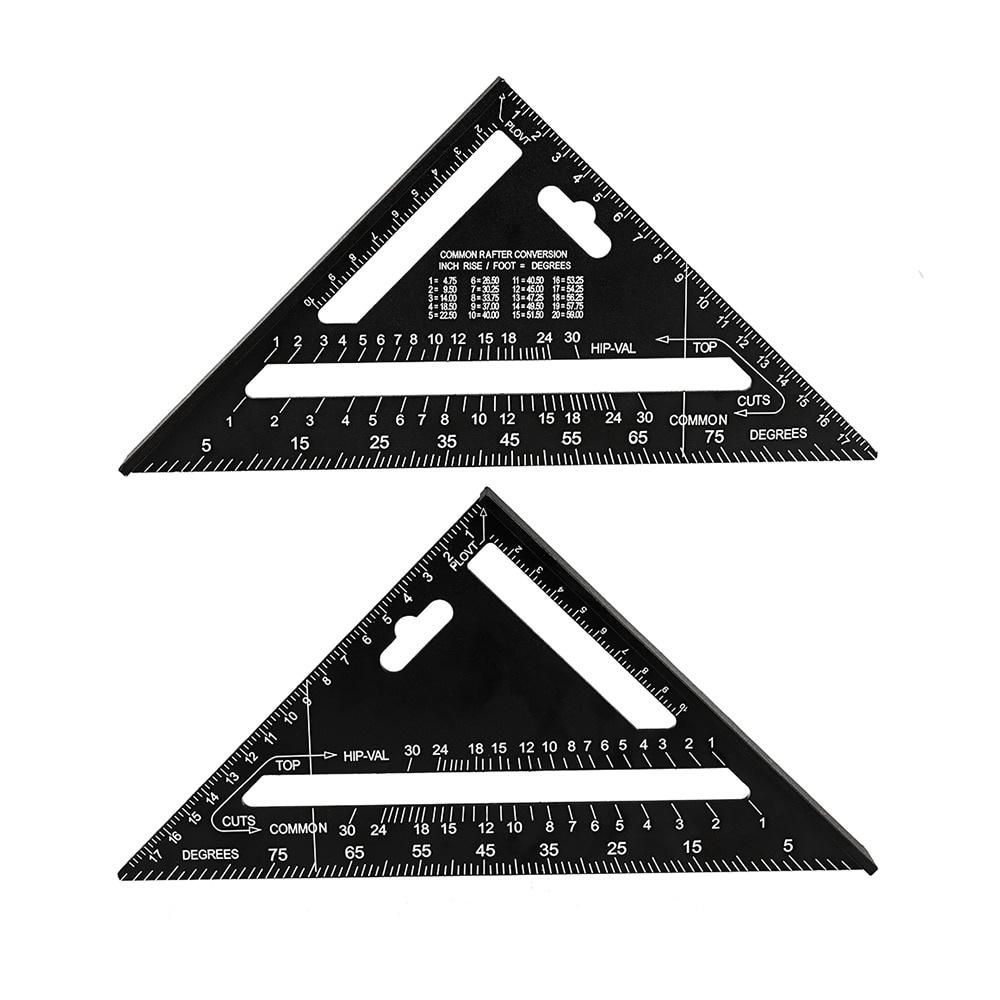 7/12 Inch Aluminum Alloy Triangle Ruler Speed Metric Square Angle Protractor Measuring Tool for Construction Framing