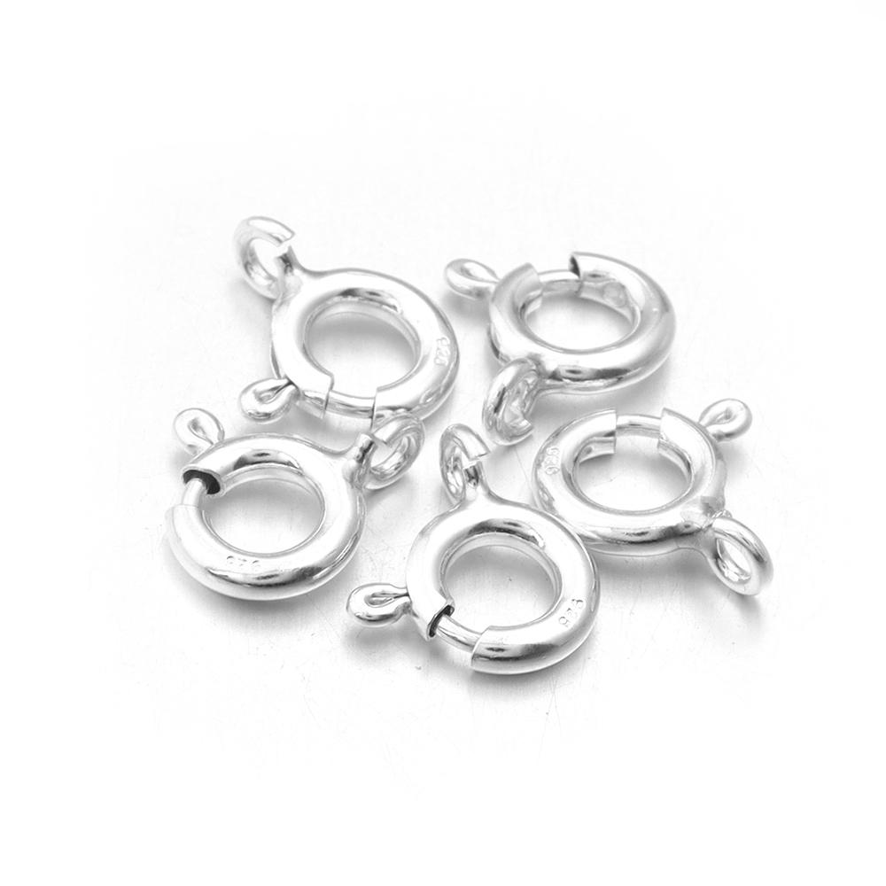 5pcs/lot s925 Sterling Silver Spring Ring Clasps Round Claw Spring Clasps Hooks For Jewelry DIY Bracelet Necklace Connectors