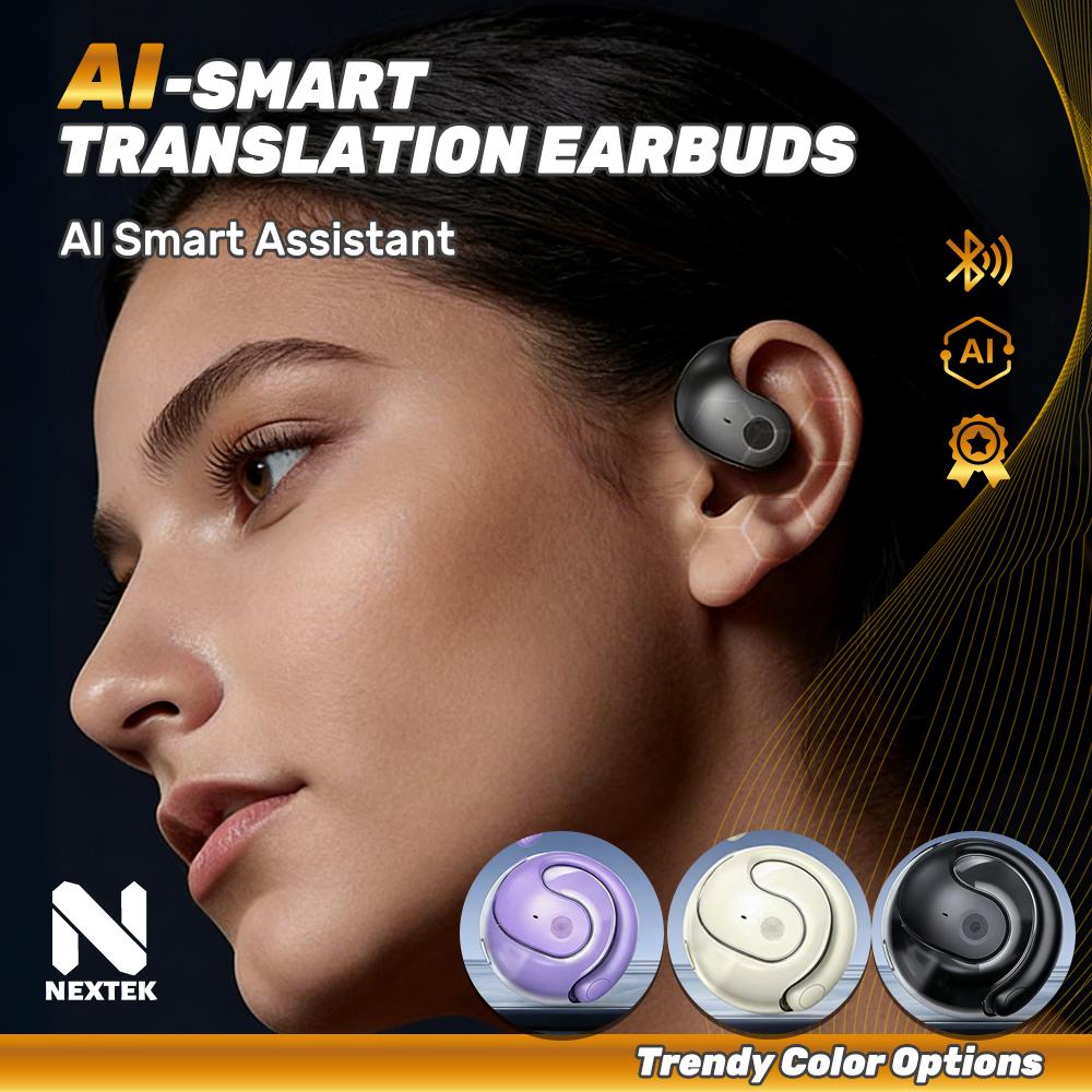 Wireless Bluetooth AI Real-time Language Translation Earphones 144 Languages Ear Hanging Headphone Translator for Travel Busine