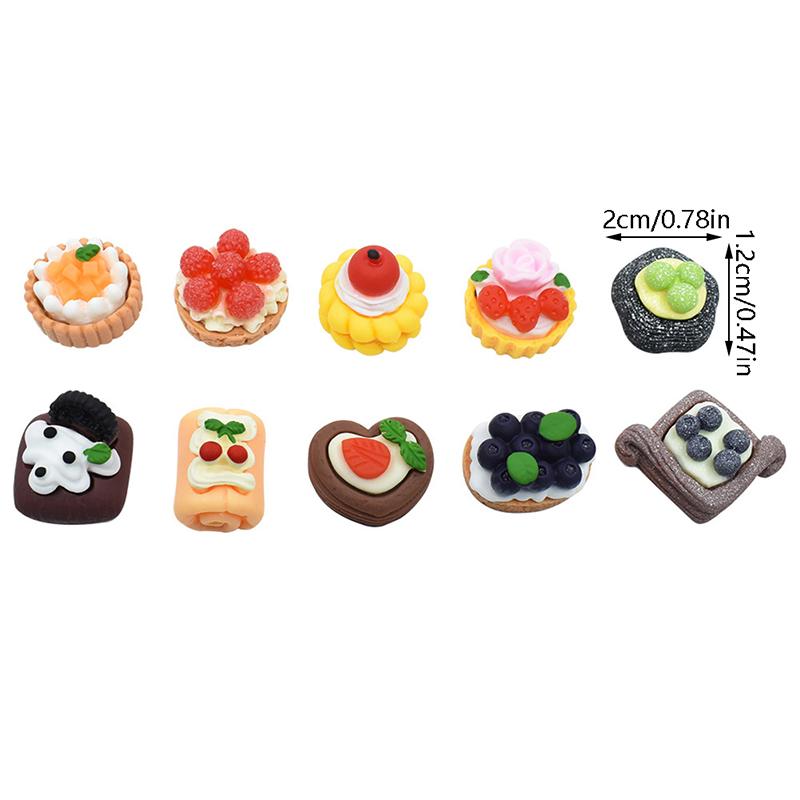 

10Pcs Random DIY Shiwan Cake Dessert Resin Cake Model Dollhouse Miniature Simulation Doll House Accessories Kids Gifts