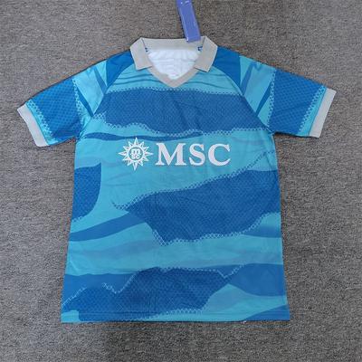 Mens Napoli Home Soccer Jersey Short Sleeve Bamboo Fiber Football Shirt Sportswear