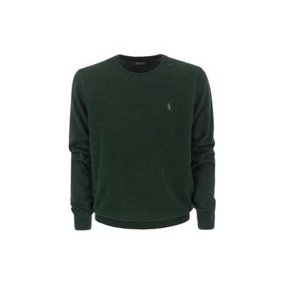 Polo Solid Logo Embroidered Casual Crew Neck Sweater Men Sweater Dark-Green 710876714002