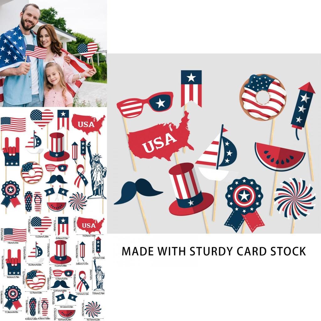 American Independence Day Photo Props Set With 20 Paper Party Decorations For Celebrations