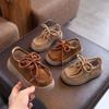 Scarpe in Pelle da Bambino Retro Suola Morbida Scarpe Casual per Bambini Punta Tonda Nuova Moda Ragazzi Ragazze Scarpe Basse Stile Britannico Classico
