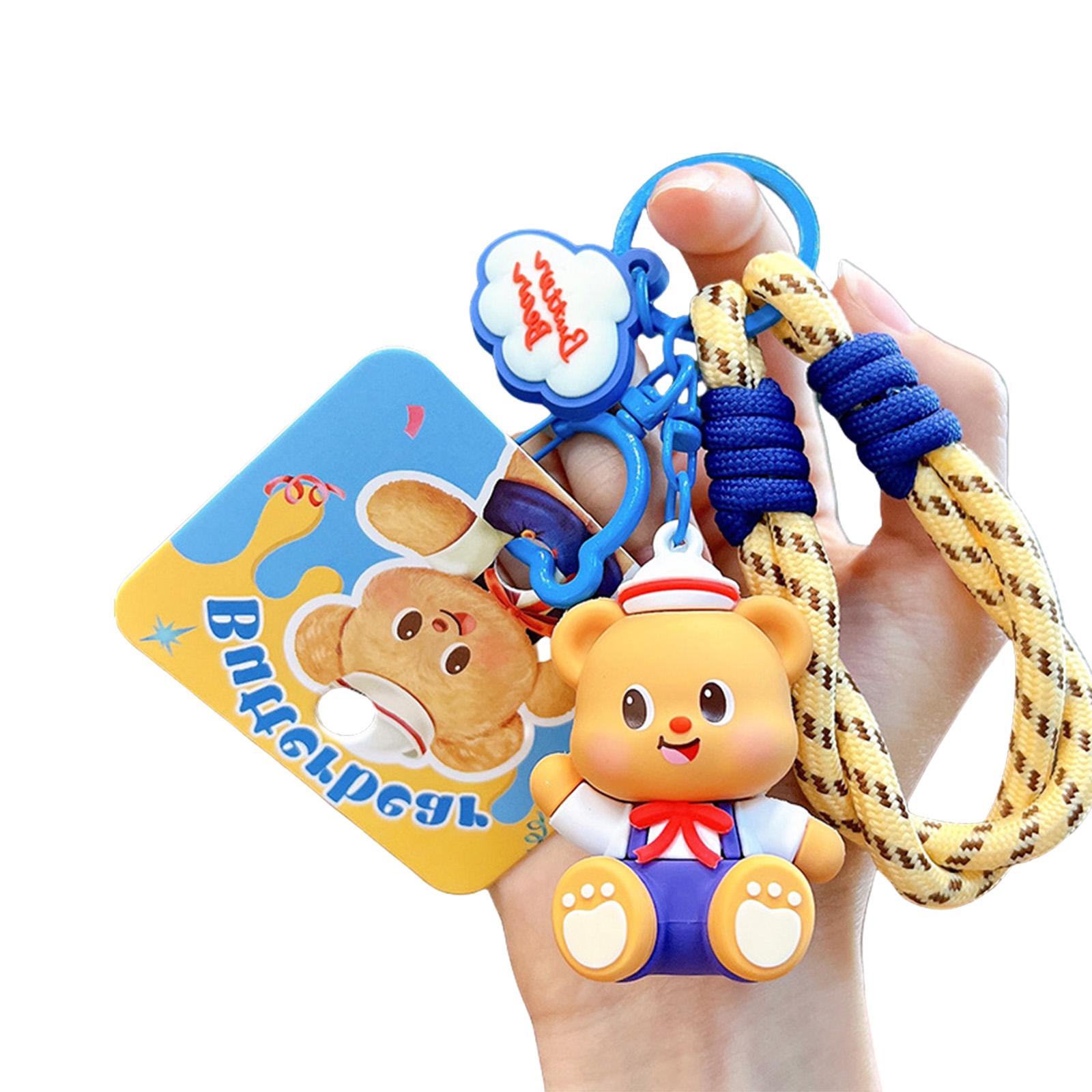 

Cute Cartoon Butter Bear Keychain Sporty Backpack Charm Bag Pendant Lightweight PVC Alloy Decors For Bags Gifts жёлтый