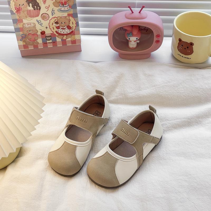 

Girls Retro Leather Mary Jane Shoes - 2025 Fall Collection, Soft Sole, Casual Low-Cut Loafers for Kids Size: 24-25, set of 2 pairs