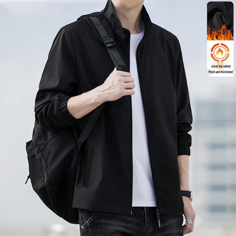 

Men s Fashion Versatile Plus Velvet Stand Collar Windbreaker - 2025 Autumn/Winter Collection 3XL (suggested 73-80 kg)