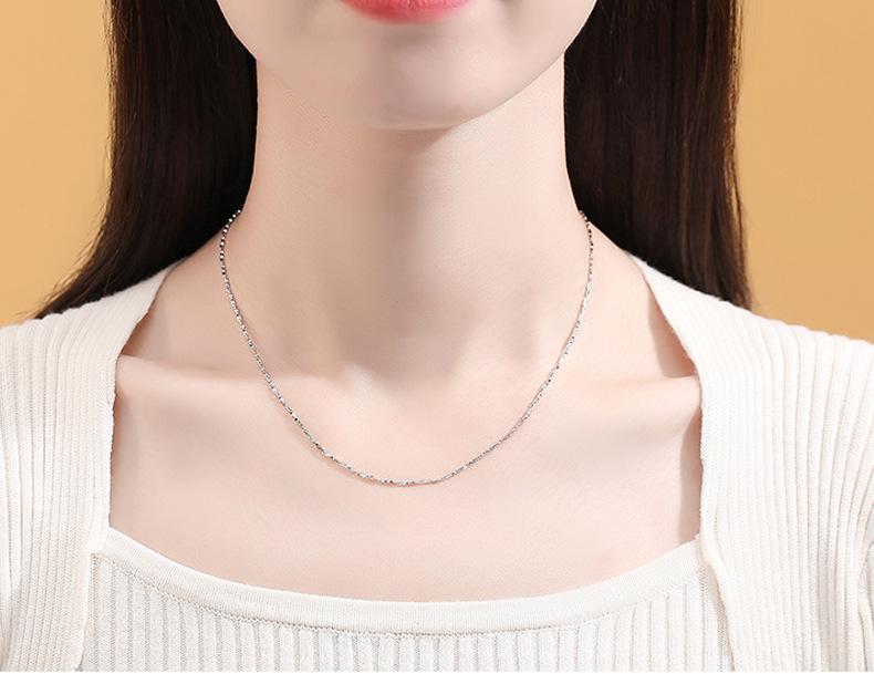 S925 Sterling Silver Women's Clavicle Necklace - Plain Snake Bone, Water Wave, Melon Seed, Ingot Chains. No Pendant Included.