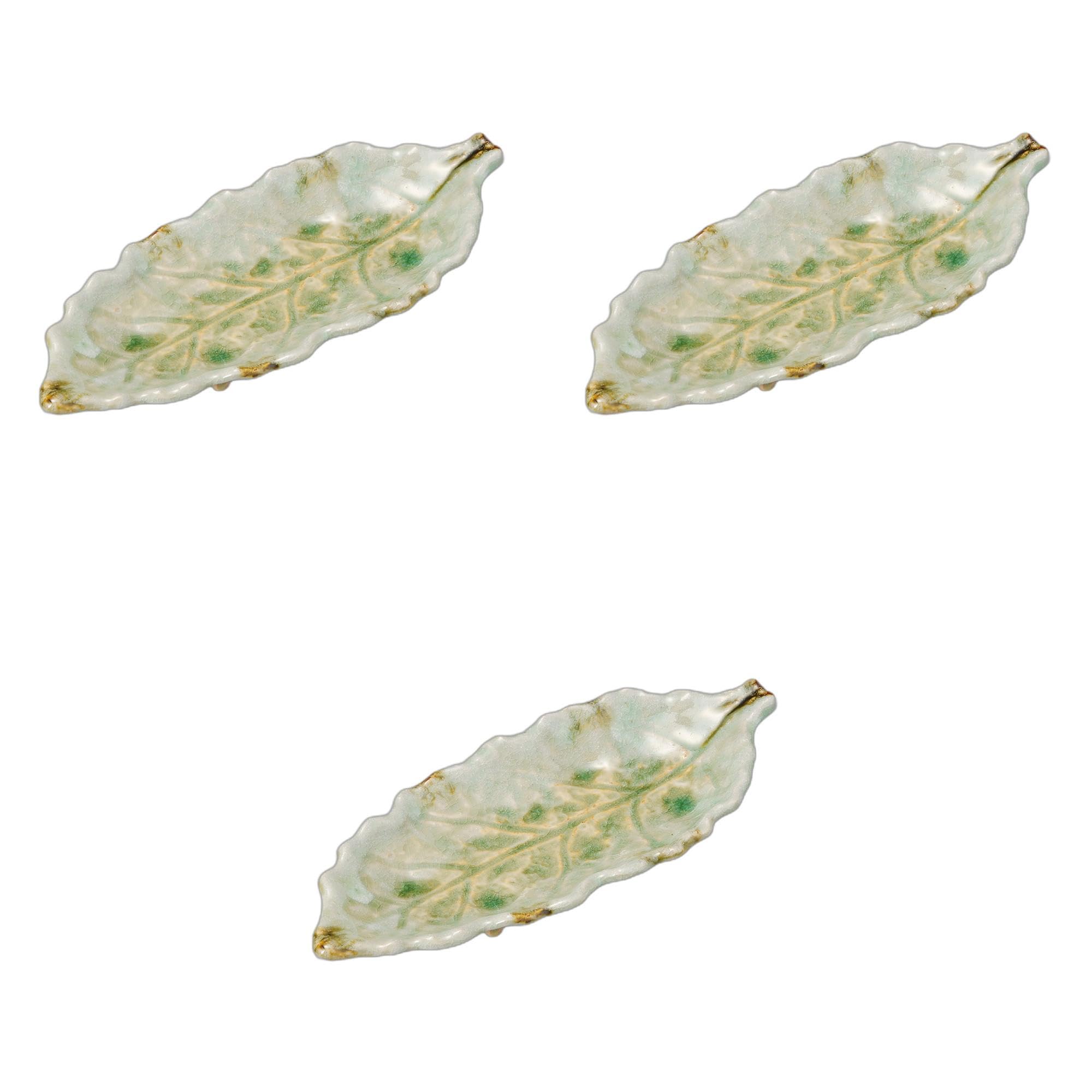 

Setomonohonpo of Sand Glass Leaf Pattern Serving Plate x 11 x 3 Ceramic Appetizer Plate (Set 3) [26 cm]