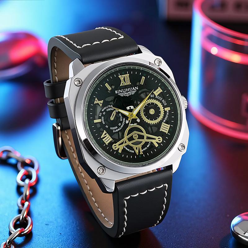 JYL Men's Watch Classic Minimalist Waterproof Leather Band