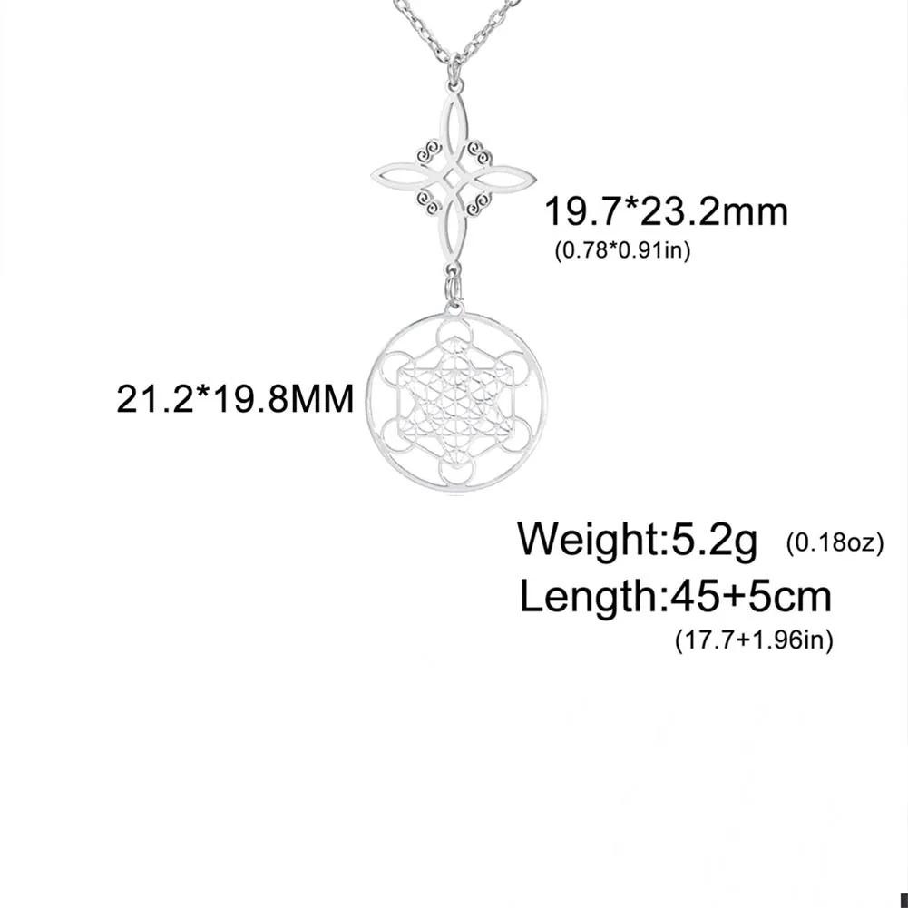 Cazador Stainless Steel Witch Knot Archangel Metatron Cube Pendant Necklace for Women Jewelry Amulet Necklaces Gift