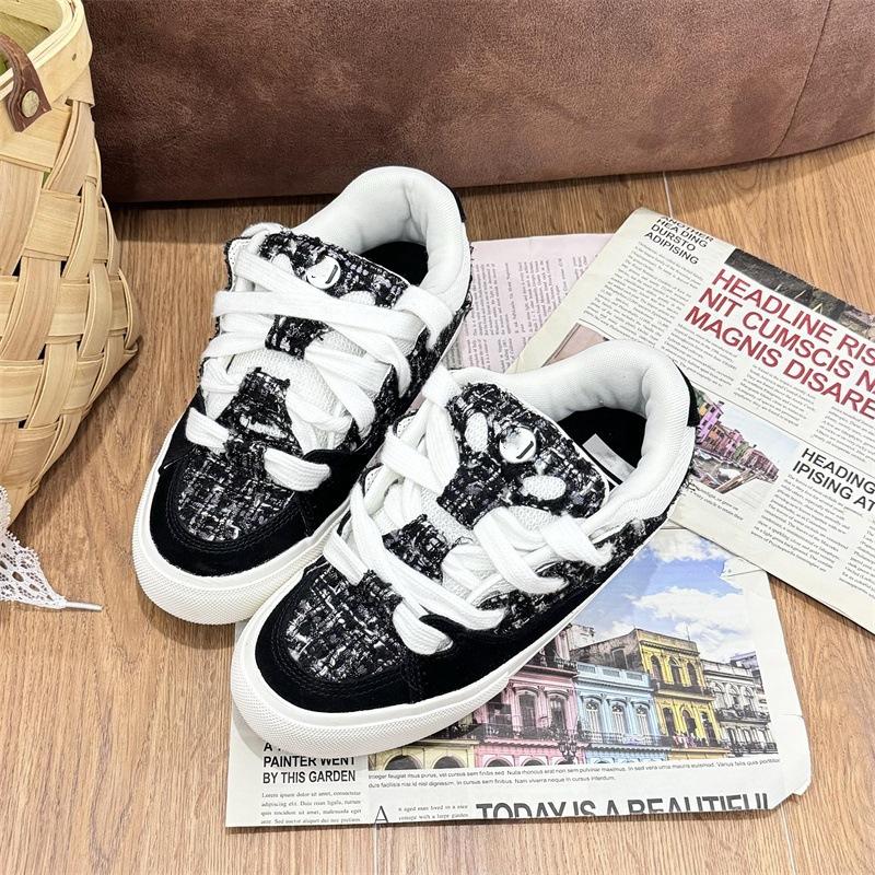 

Туфли-хлебцы, легкий ароматный ветер, парусиновые вставки из меха, мужские и женские спортивные и повседневные слипоны, цепочки, массивная обувь, колледж-мода 40 чёрный