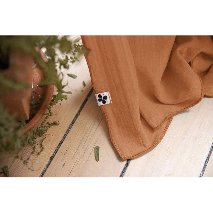 Rideau ajustable + 8 anneaux pince "Gaïa" 140 x 300 cm "Gaze de Coton" l'Effet Papillon - Gaia Abricot - 1 Panneau ajustable 140 x 3