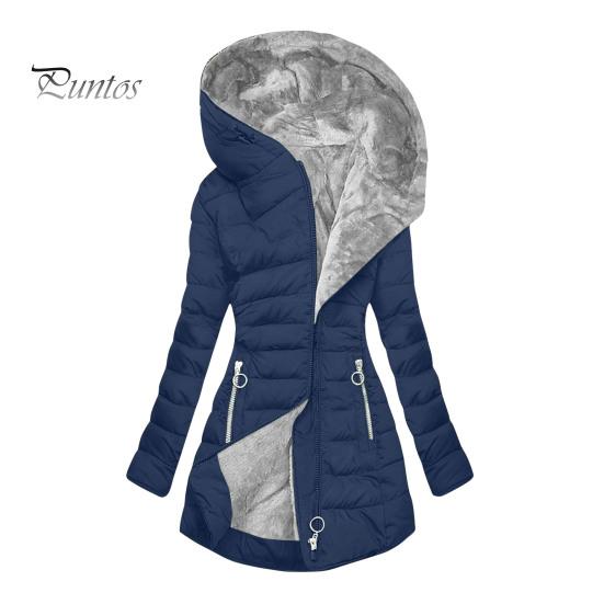 

Женская зимняя куртка с подкладкой, большого размера, с мягкой подкладкой, застежкой-молнией, средней длины, с капюшоном, верхняя одежда, однотонный теплый ветрозащитный пуховик XL темно-синий