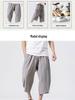 Men's Summer Loose Fit Linen Capri Pants - Solid Color, Plus Size, Chinese Style Casual Trousers
