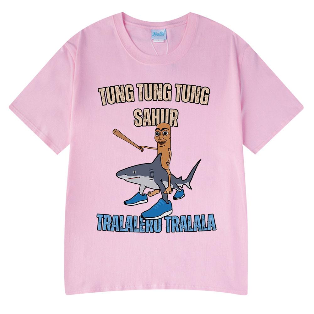Italian Brainrot Tralalero Tralala Tung Tung Tung Sahur Funny Meme T-shirt Men Women Fashion Loose T Shirts 100% Cotton T-shirts