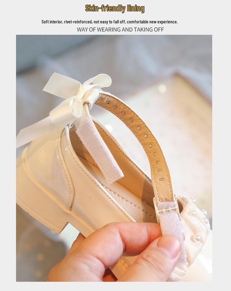 2022 Autumn Girls' Pearl Patent Leather Mary Jane Shoes - Soft Sole for Little Princess