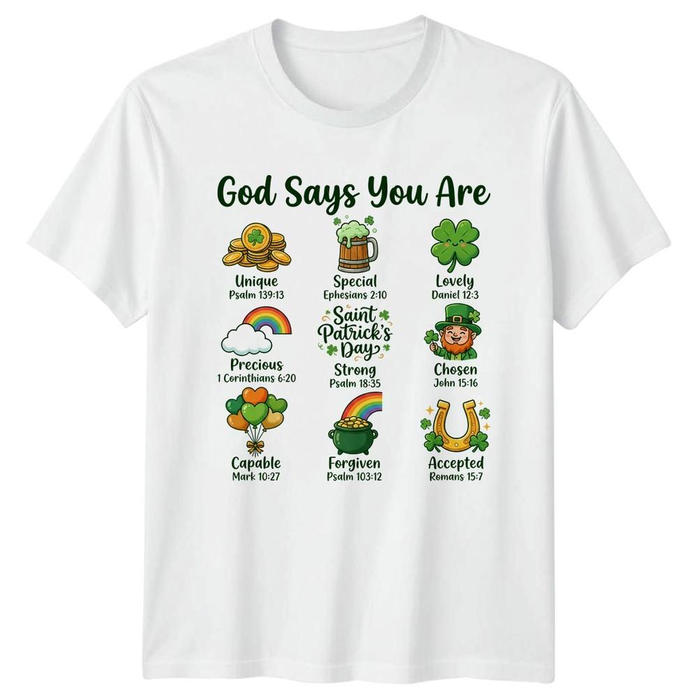 God Says You Are Unique TShirt Saint Patricks Day Christian Gift For Him S