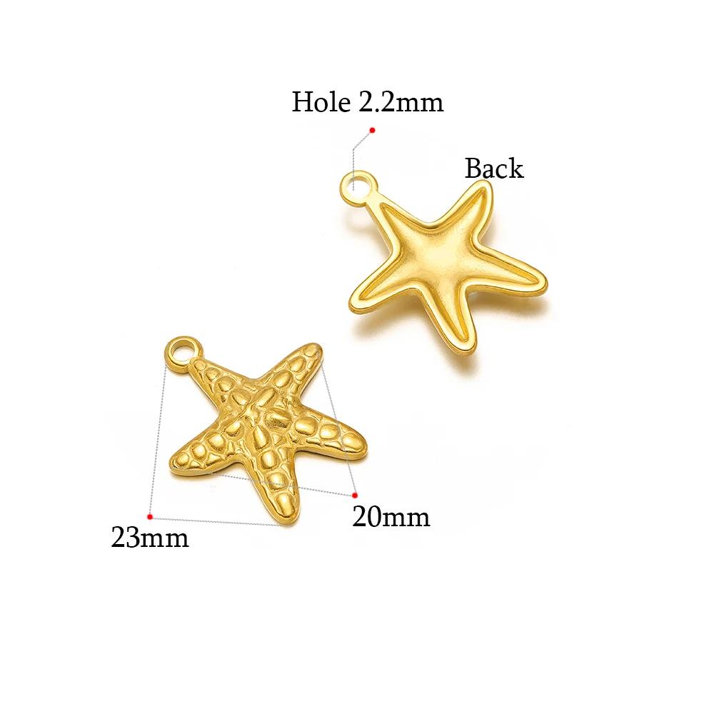5 Stück Gold Seestern Muschel Anhänger für DIY Schmuck Zubehör Edelstahl Halsketten Anhänger Armbänder Zubehör Ohrringe Herstellung