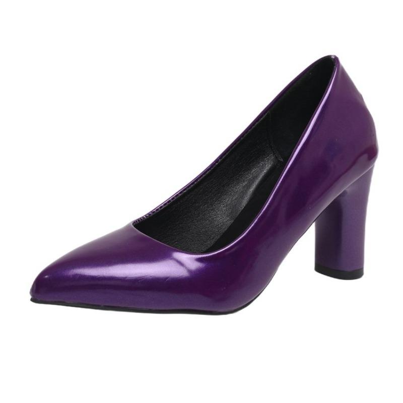 

Versatile Temperament Shallow Single Shoes 2026 Spring and Summer New Pointed Toe High Heels Block Heel Women s Shoes 35 фіолетовий