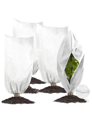 4pcs Winter Plant Protection Bag Plant Against Cold Warm Cover Zipper Drawstring Winter Warming Shield Plants Jacket Tree Cover