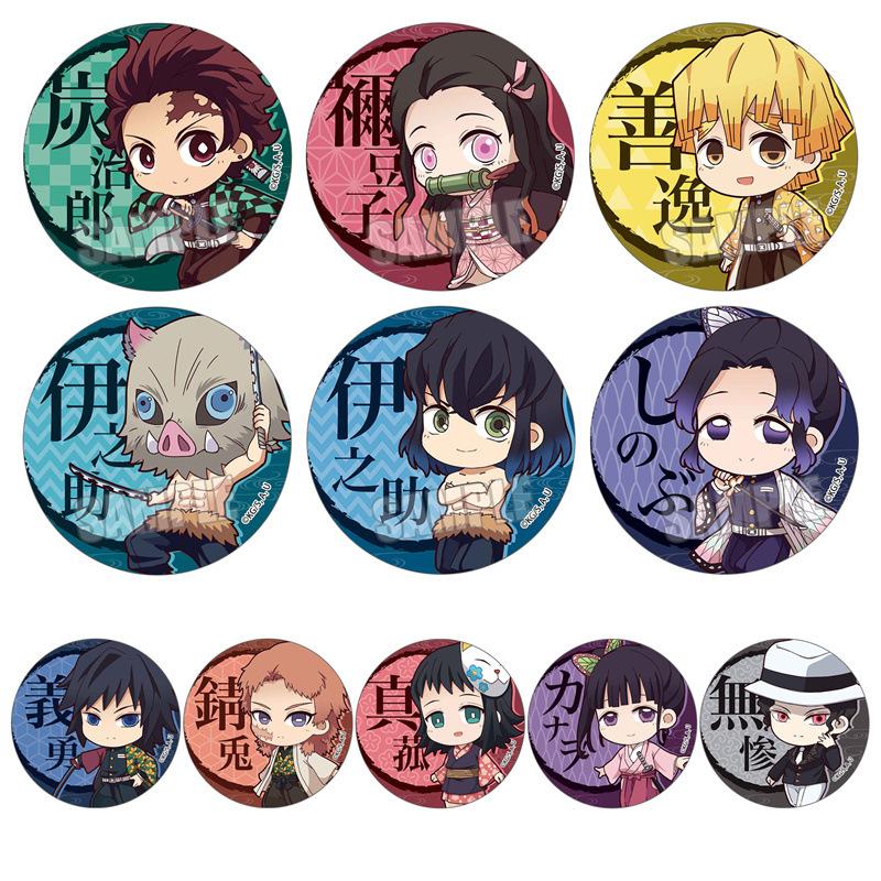 Demon Slayer Kimetsu no Yaiba Badge Speld Q Versie Anime Broche Tomioka Giyuu Kocho Shinobu Kanroji Mitsuri Karakter 58mm