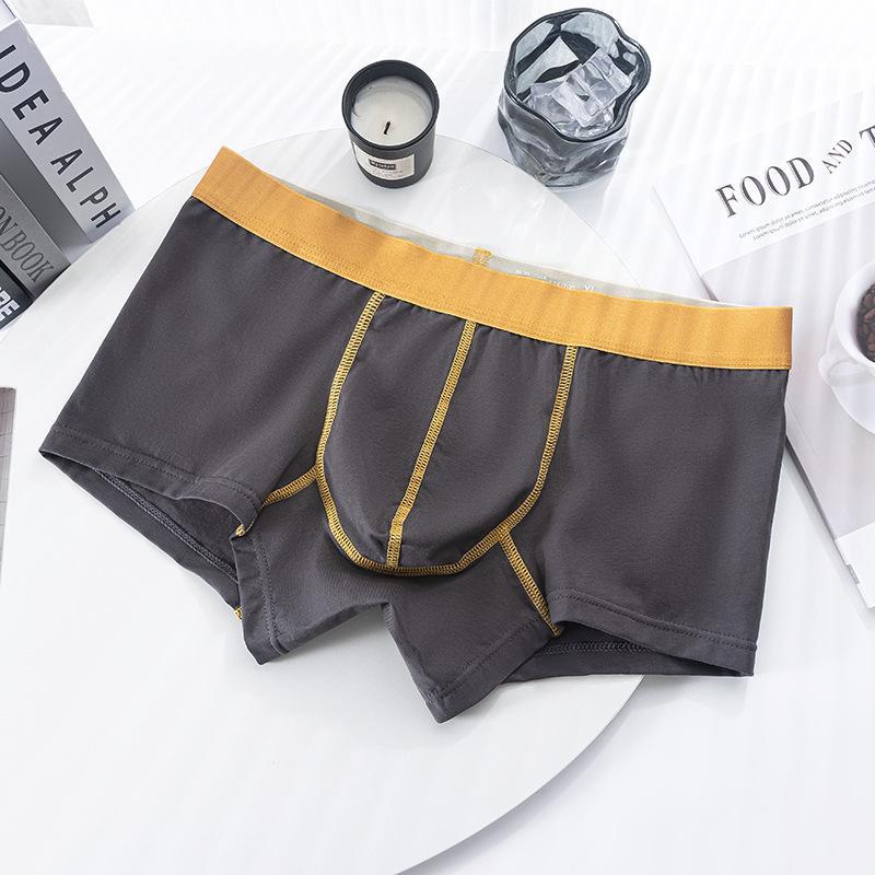 Men's Mid-Waist Breathable Cotton Boxer Briefs with Antibacterial Graphene Crotch