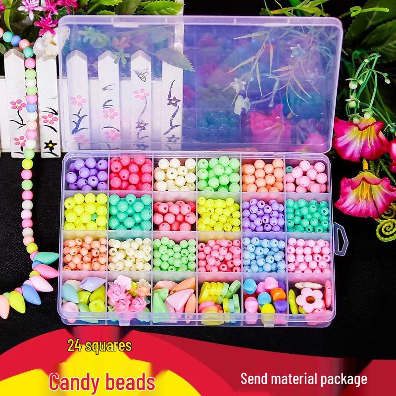 24-Grid DIY Kids' Beading Toy: Amblyopia Correction & Educational Stringing Kit