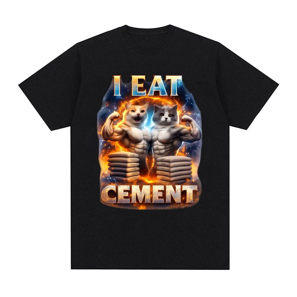 

I Eat Cement Funny Cat Silly Gift Meme T-shirts Men Women Clothing Cotton Short Sleeve T Shirt Fashion Casual Oversized T Shi... 5XL різнокольоровий