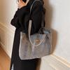 Denim canvas shoulder bag women's 2025 new large-capacity shopping bag niche literary tote bag casual handbag
