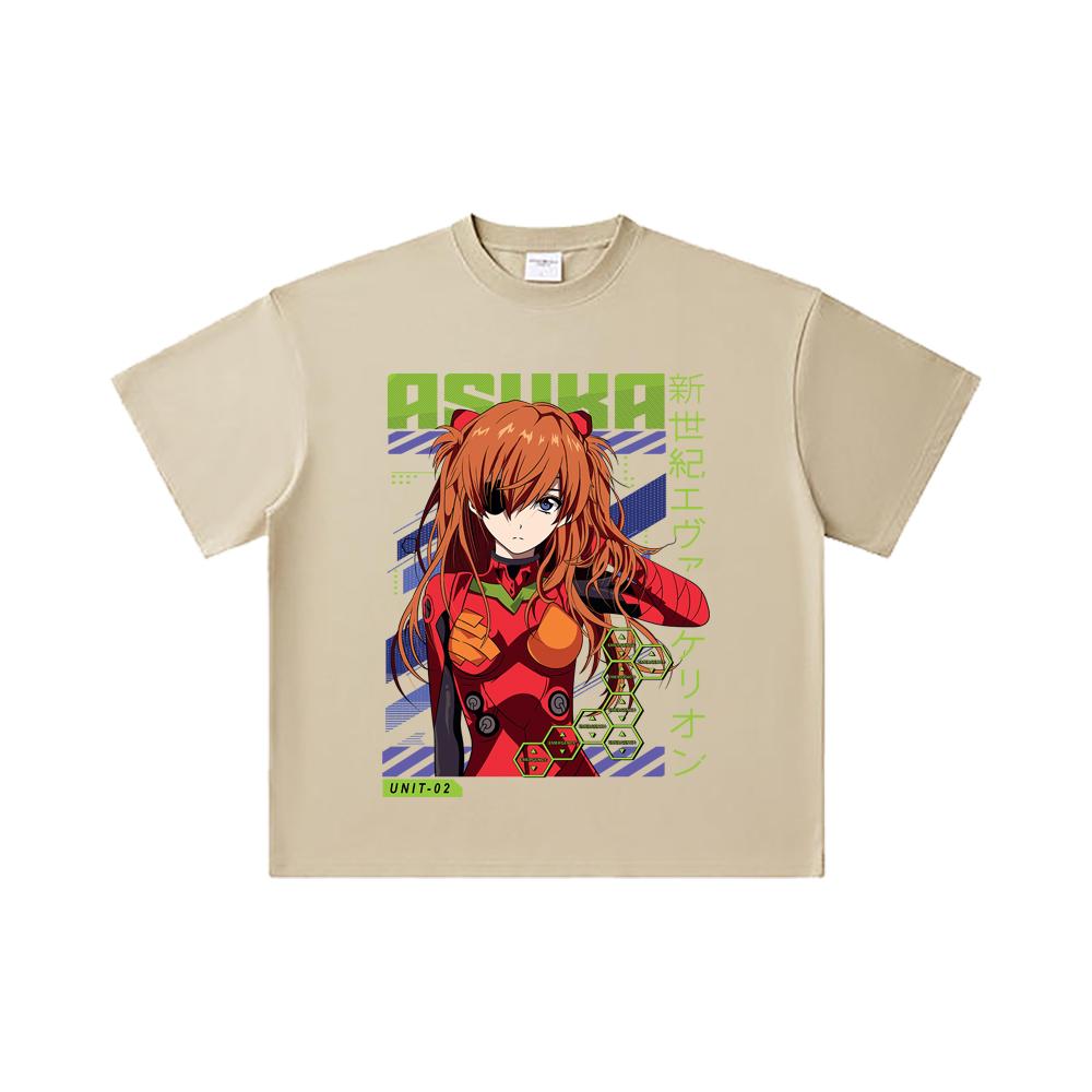 260 GSM Double Yarn 32 Count 100% Cotton Evangelion V3 Asuka Print Unisex Heavy Cotton T Shirt
