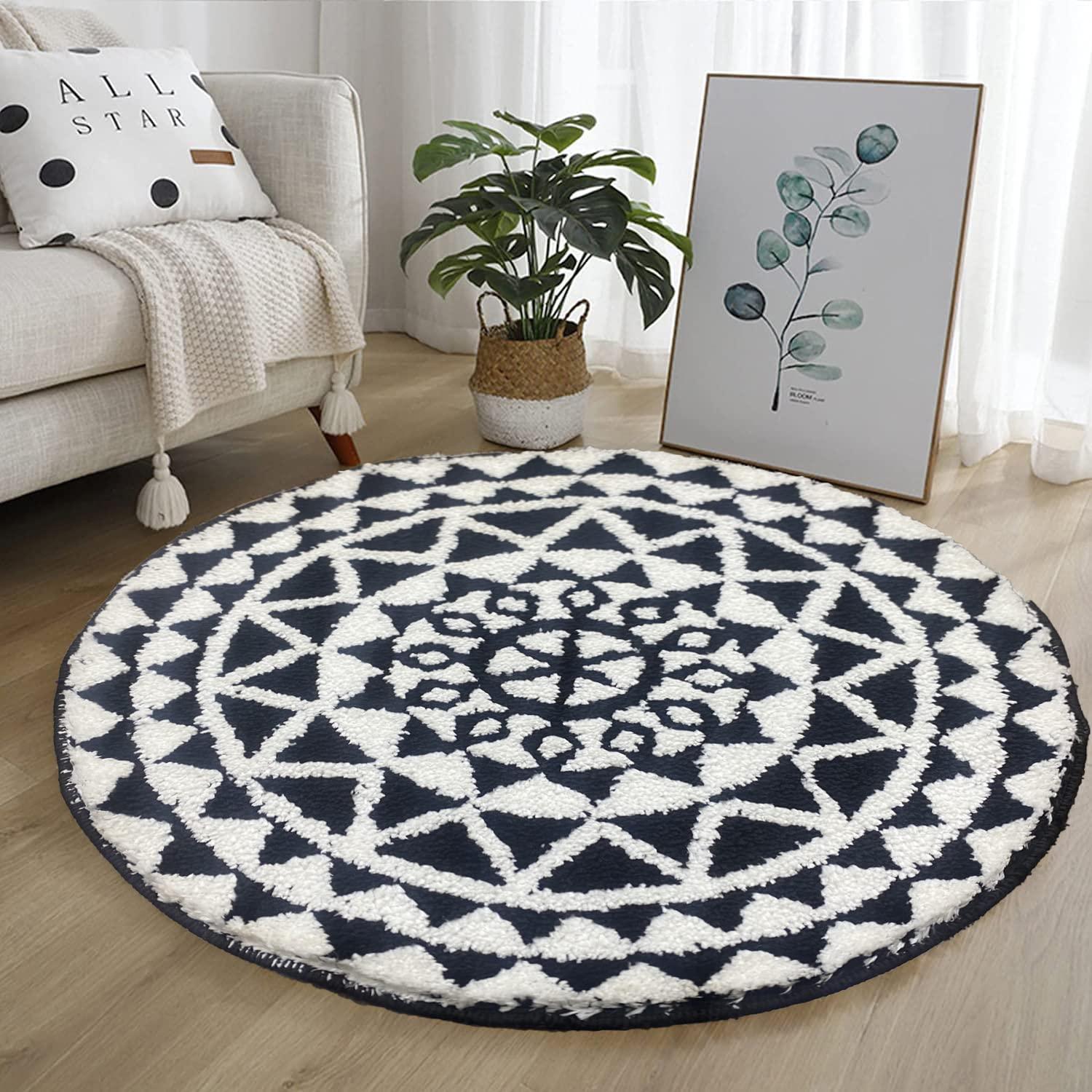 

Персидский круглый ковер (60x60 см) Коврики из микрофибры 2000 GSM/ковер для гостиной/спальни/ванной/дверного коврика/кухни/напольного коврика 60x60 cm