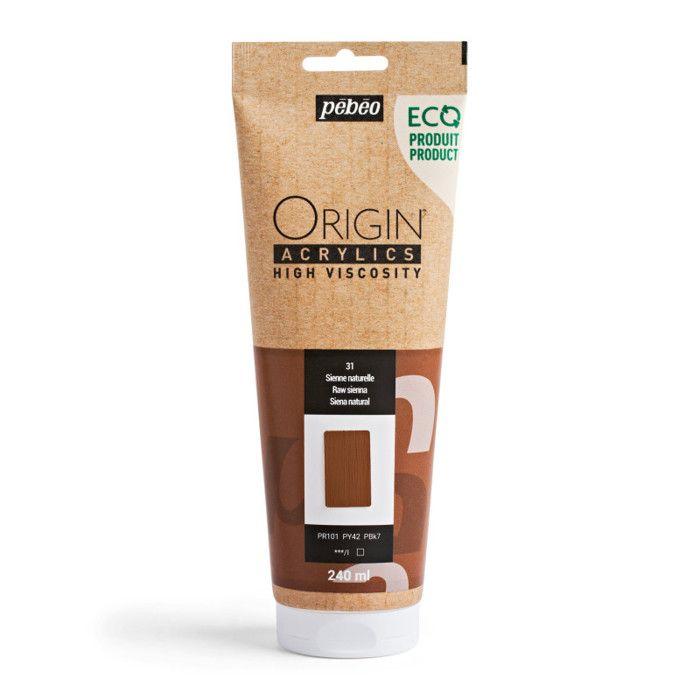 Peinture acrylique - Sienne naturelle - 31 - Haute viscosité - Pébéo - Origin acrylics - 240ml
