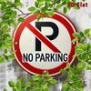Metal No Parking Sign 2D Flat Round Art Cafe Garage Home Decor Aluminum Wall Plaque