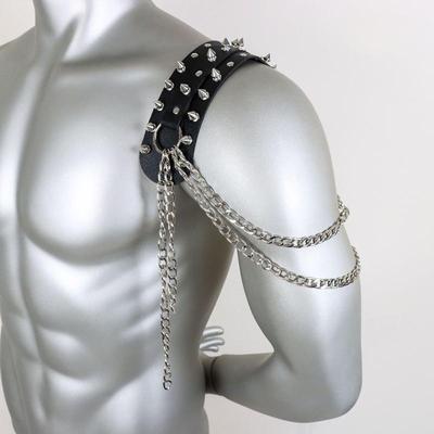 Unisex Leather Shoulder Armor With Rivet Details And Chain Tassel Fashionable Metal Epaulet Accessories For Women Men